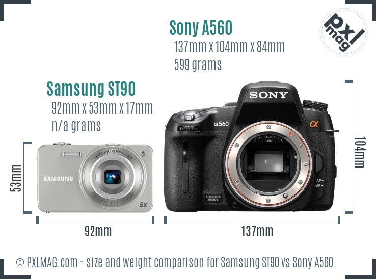 Samsung ST90 vs Sony A560 size comparison Samsung ST90 vs Sony A560 size comparison