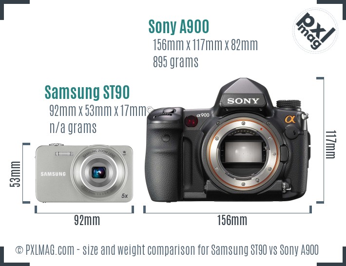 Samsung ST90 vs Sony A900 size comparison