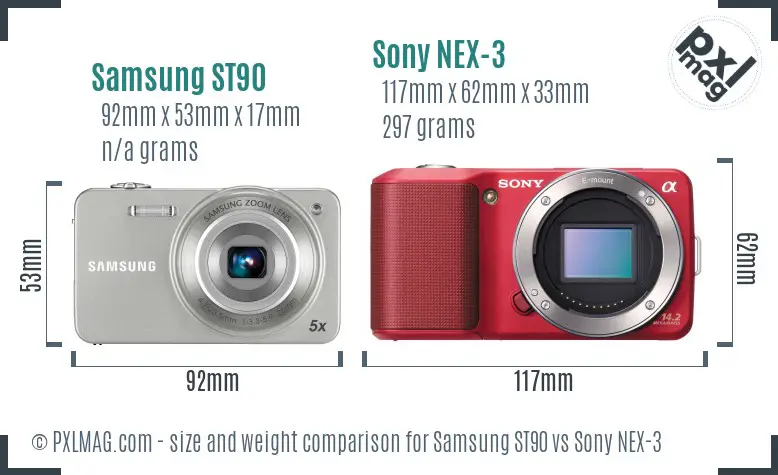 Samsung ST90 vs Sony NEX-3 size comparison