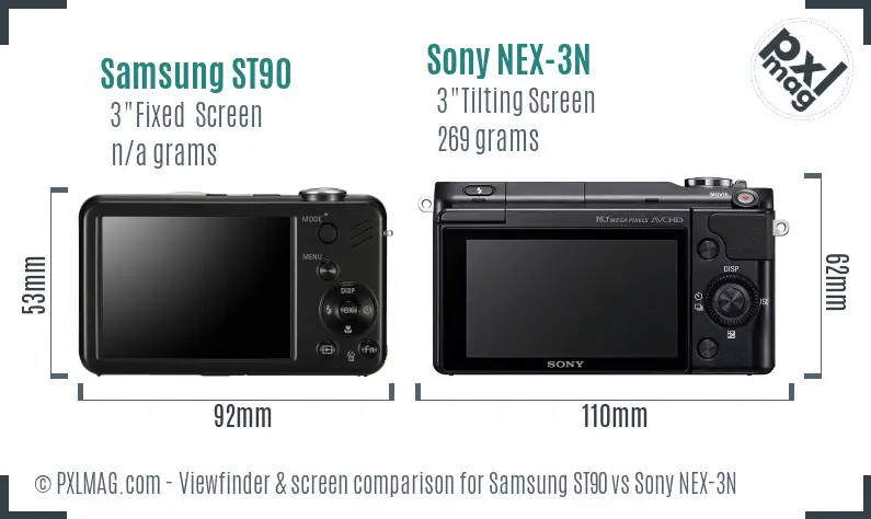 Samsung ST90 vs Sony NEX-3N Screen and Viewfinder comparison