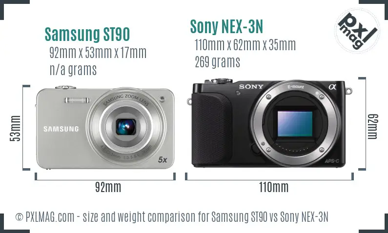 Samsung ST90 vs Sony NEX-3N size comparison