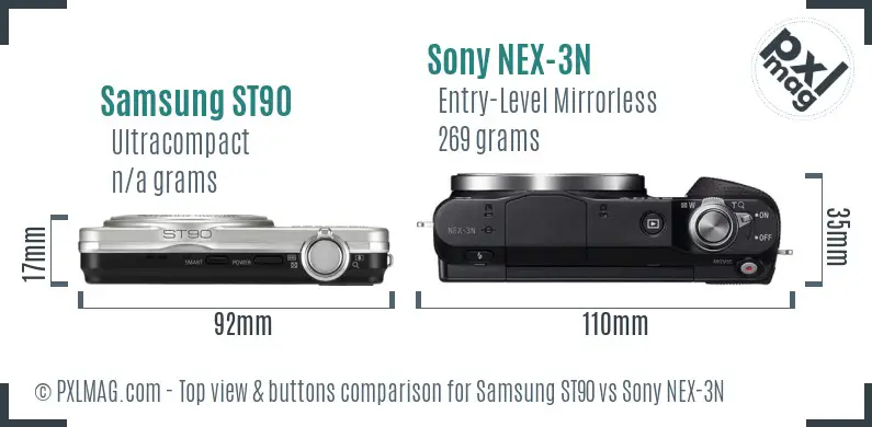 Samsung ST90 vs Sony NEX-3N top view buttons comparison