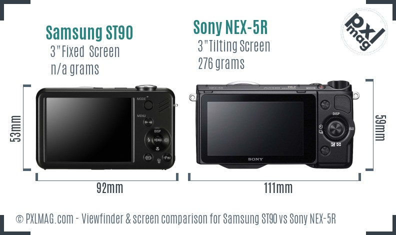 Samsung ST90 vs Sony NEX-5R Screen and Viewfinder comparison