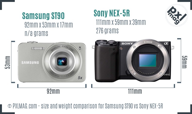 Samsung ST90 vs Sony NEX-5R size comparison