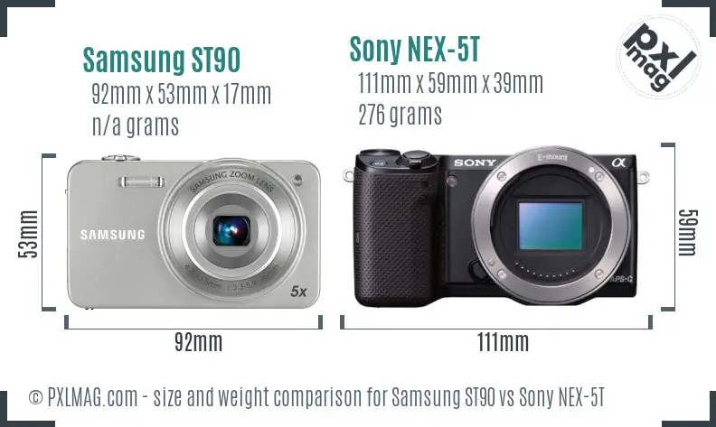 Samsung ST90 vs Sony NEX-5T size comparison