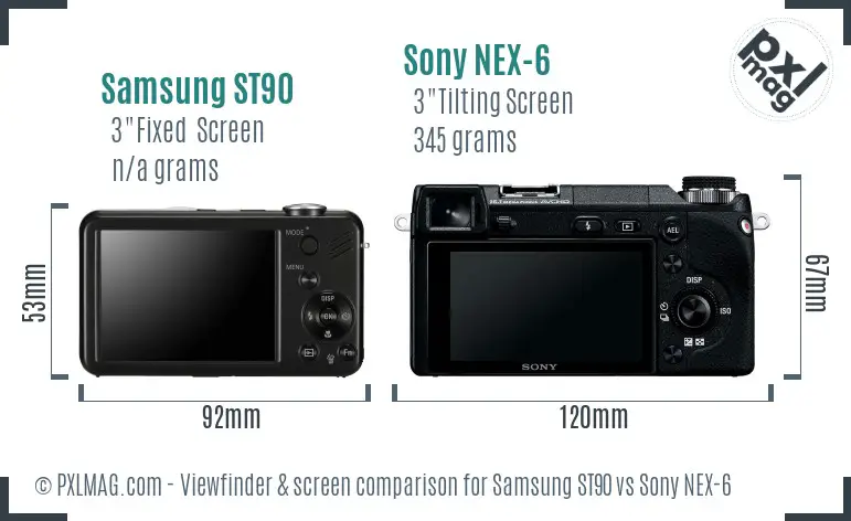 Samsung ST90 vs Sony NEX-6 Screen and Viewfinder comparison