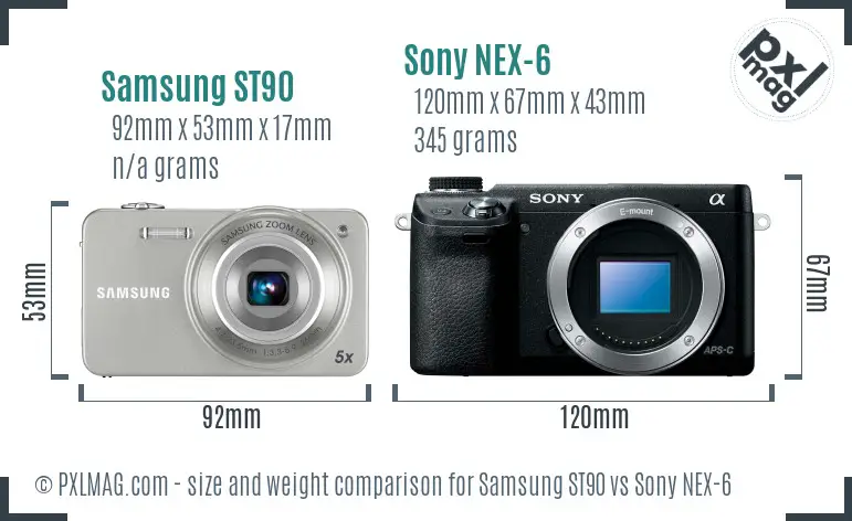 Samsung ST90 vs Sony NEX-6 size comparison