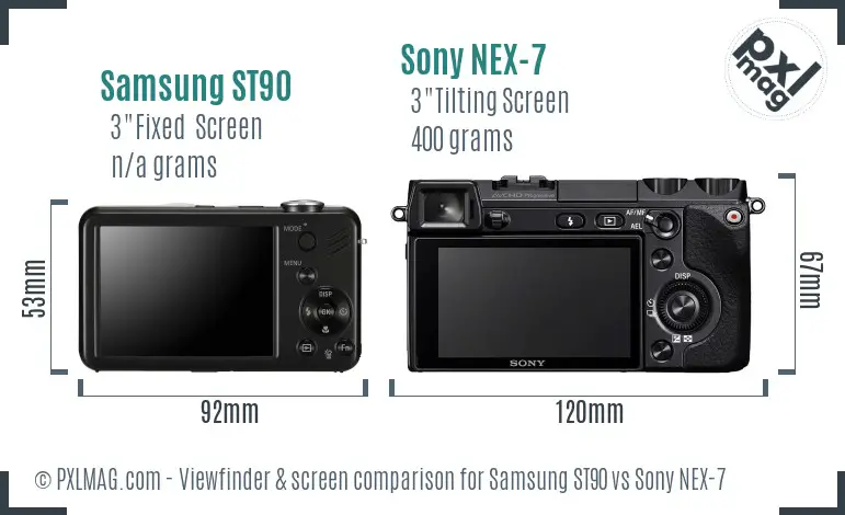 Samsung ST90 vs Sony NEX-7 Screen and Viewfinder comparison Samsung ST90 vs Sony NEX-7 Screen and Viewfinder comparison