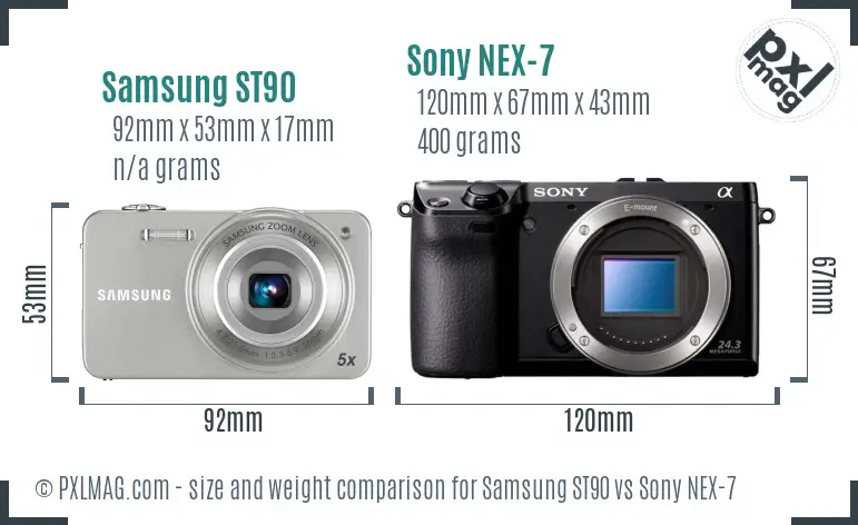 Samsung ST90 vs Sony NEX-7 size comparison Samsung ST90 vs Sony NEX-7 size comparison