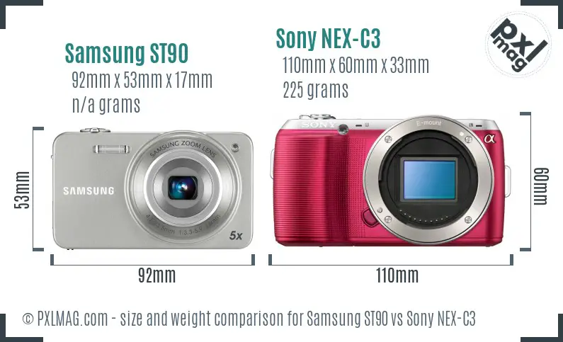 Samsung ST90 vs Sony NEX-C3 size comparison