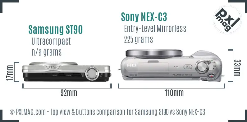Samsung ST90 vs Sony NEX-C3 top view buttons comparison