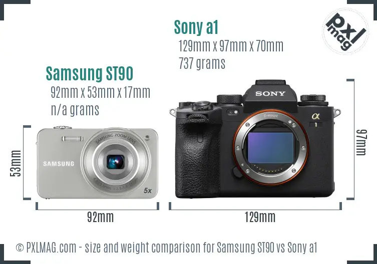 Samsung ST90 vs Sony a1 size comparison Samsung ST90 vs Sony a1 size comparison