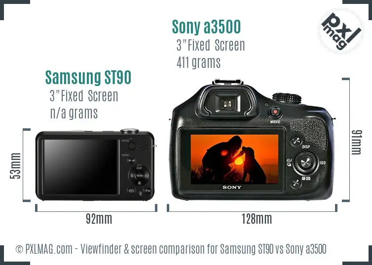 Samsung ST90 vs Sony a3500 Screen and Viewfinder comparison