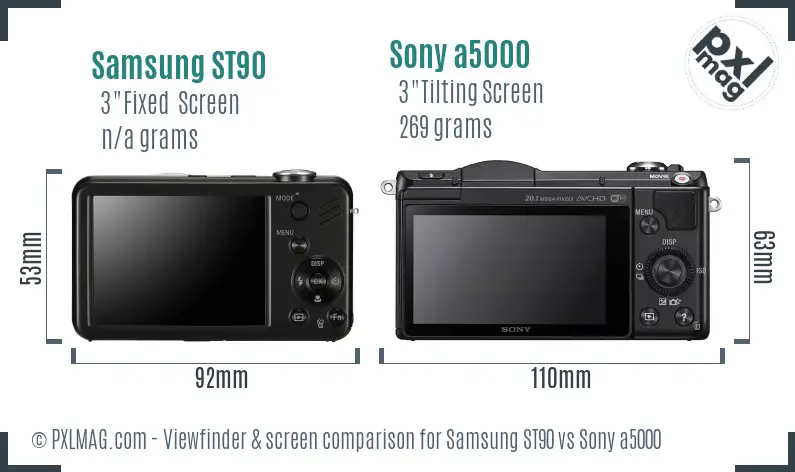 Samsung ST90 vs Sony a5000 Screen and Viewfinder comparison