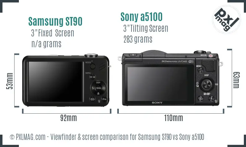 Samsung ST90 vs Sony a5100 Screen and Viewfinder comparison