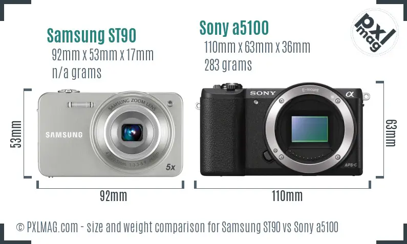 Samsung ST90 vs Sony a5100 size comparison