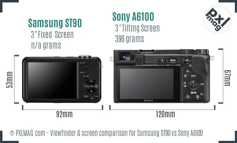 Samsung ST90 vs Sony A6100 Screen and Viewfinder comparison Samsung ST90 vs Sony A6100 Screen and Viewfinder comparison