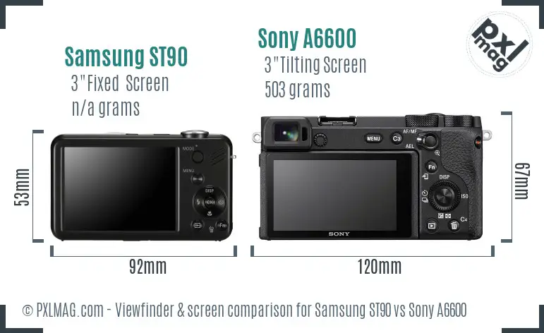 Samsung ST90 vs Sony A6600 Screen and Viewfinder comparison