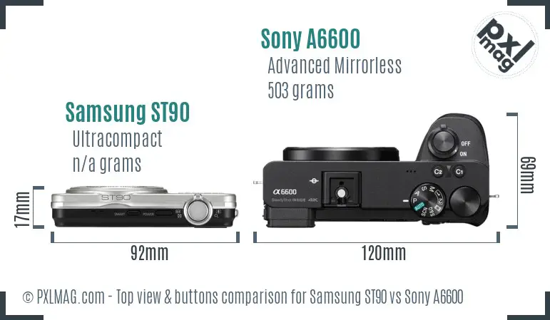 Samsung ST90 vs Sony A6600 top view buttons comparison