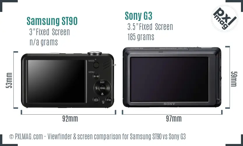 Samsung ST90 vs Sony G3 Screen and Viewfinder comparison Samsung ST90 vs Sony G3 Screen and Viewfinder comparison