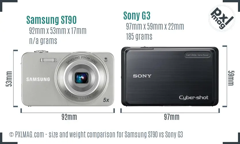 Samsung ST90 vs Sony G3 size comparison Samsung ST90 vs Sony G3 size comparison