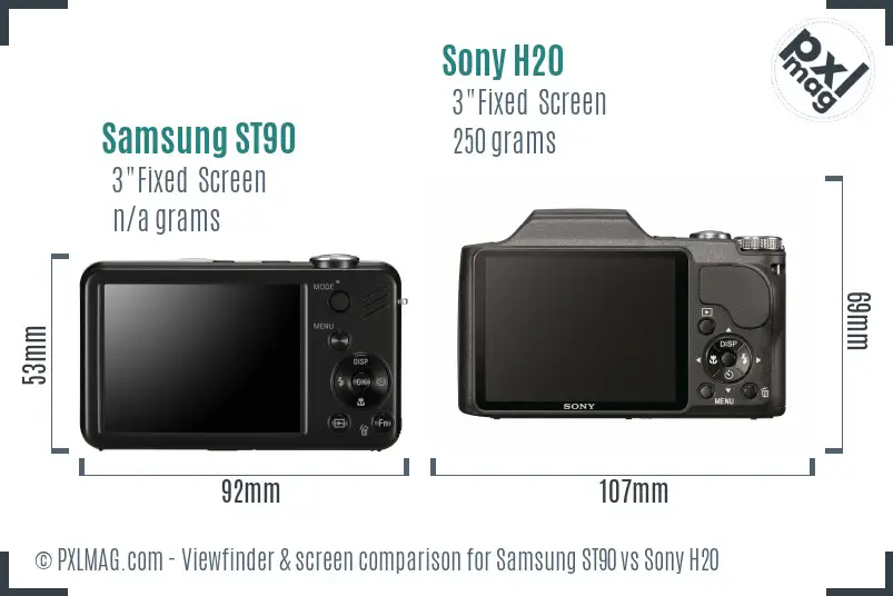 Samsung ST90 vs Sony H20 Screen and Viewfinder comparison