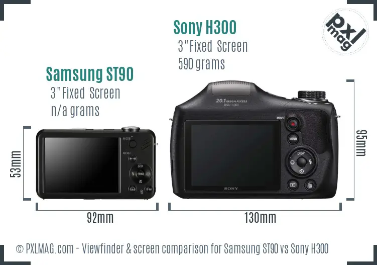 Samsung ST90 vs Sony H300 Screen and Viewfinder comparison