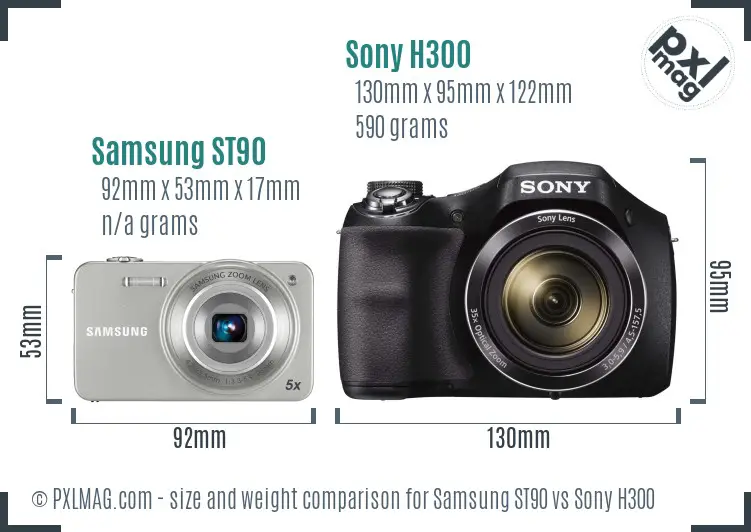 Samsung ST90 vs Sony H300 size comparison