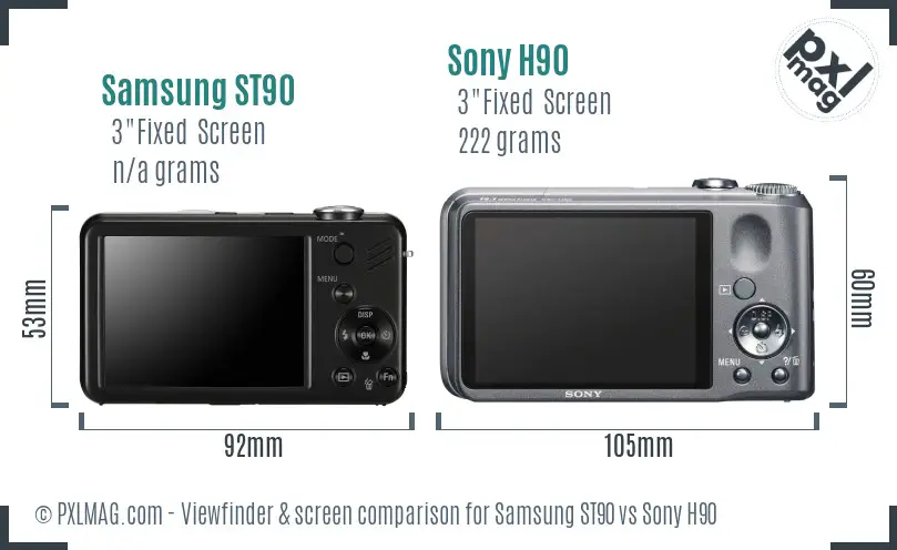 Samsung ST90 vs Sony H90 Screen and Viewfinder comparison