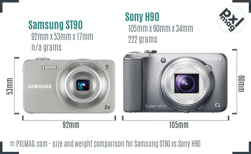 Samsung ST90 vs Sony H90 size comparison Samsung ST90 vs Sony H90 size comparison