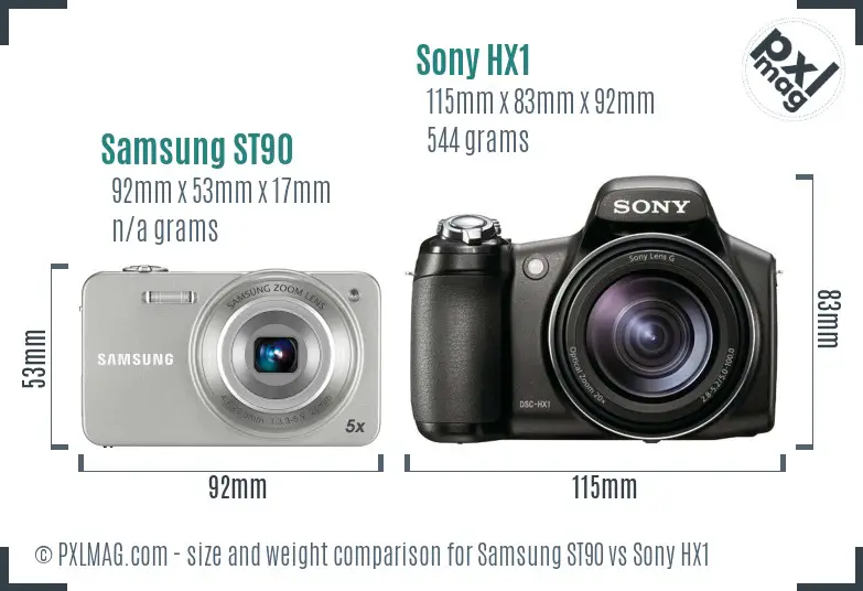 Samsung ST90 vs Sony HX1 size comparison Samsung ST90 vs Sony HX1 size comparison