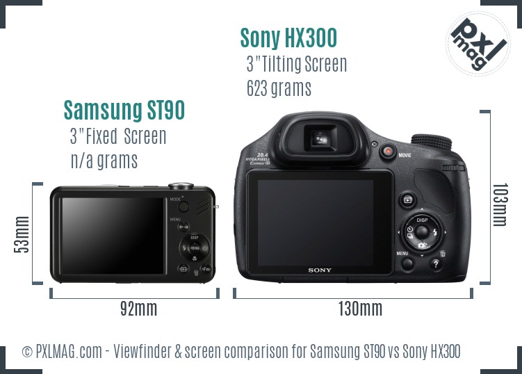 Samsung ST90 vs Sony HX300 Screen and Viewfinder comparison