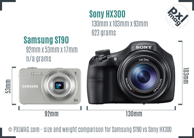 Samsung ST90 vs Sony HX300 size comparison