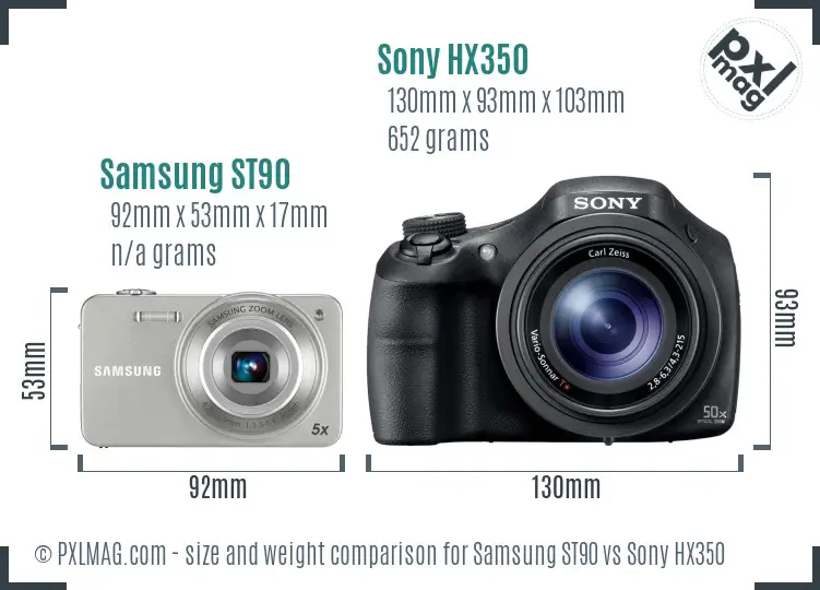 Samsung ST90 vs Sony HX350 size comparison