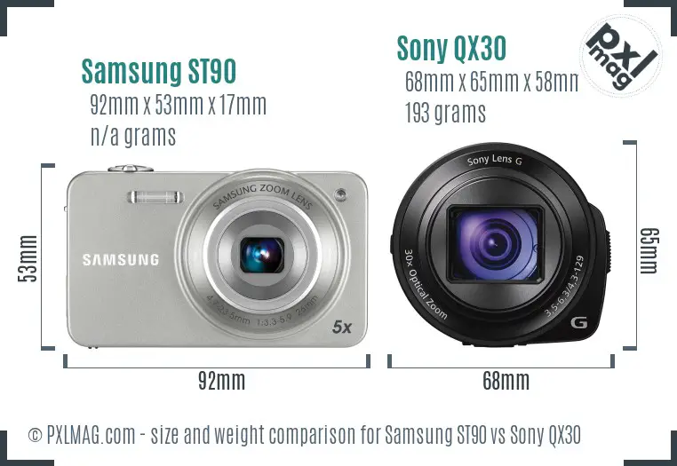 Samsung ST90 vs Sony QX30 size comparison Samsung ST90 vs Sony QX30 size comparison