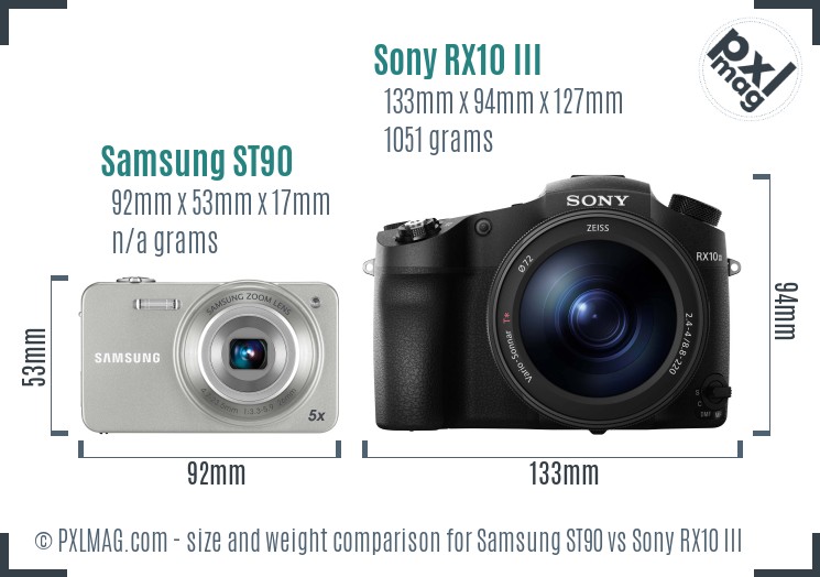 Samsung ST90 vs Sony RX10 III size comparison