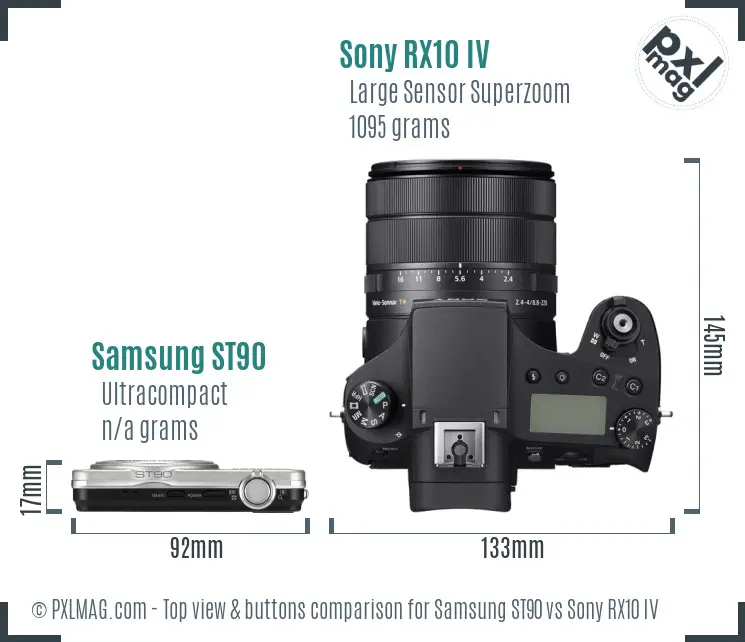 Samsung ST90 vs Sony RX10 IV top view buttons comparison