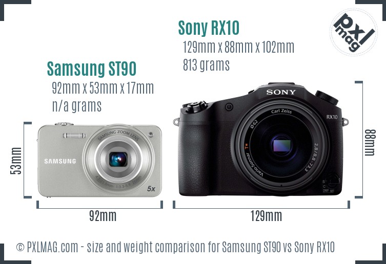 Samsung ST90 vs Sony RX10 size comparison