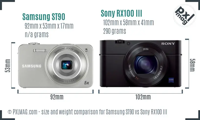Samsung ST90 vs Sony RX100 III size comparison Samsung ST90 vs Sony RX100 III size comparison