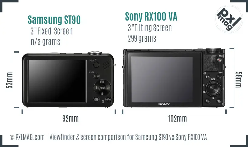 Samsung ST90 vs Sony RX100 VA Screen and Viewfinder comparison