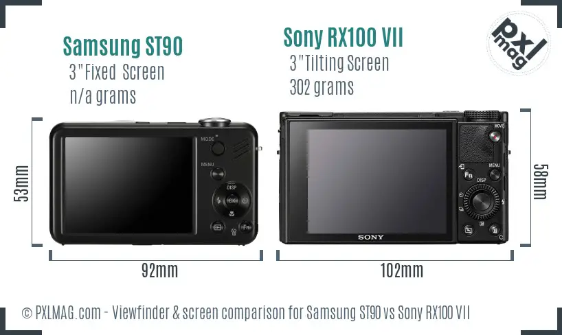 Samsung ST90 vs Sony RX100 VII Screen and Viewfinder comparison