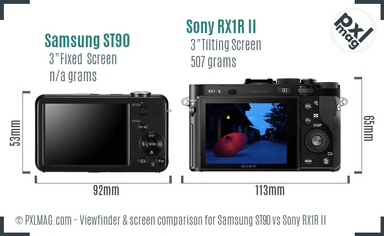 Samsung ST90 vs Sony RX1R II Screen and Viewfinder comparison Samsung ST90 vs Sony RX1R II Screen and Viewfinder comparison