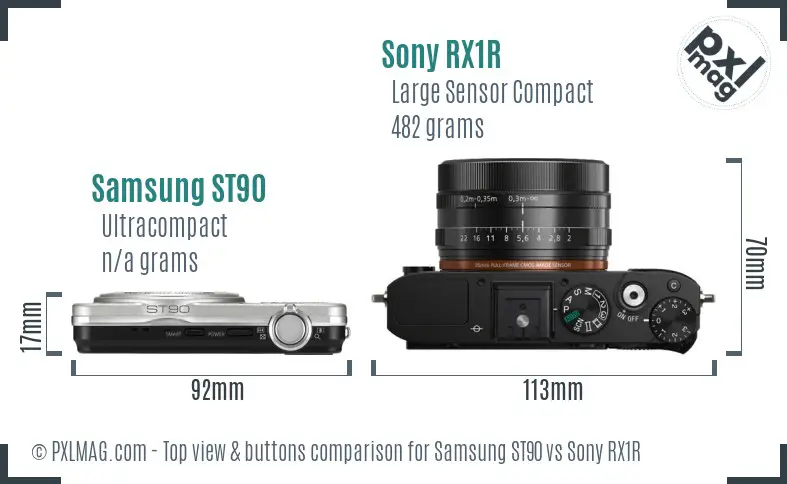 Samsung ST90 vs Sony RX1R top view buttons comparison