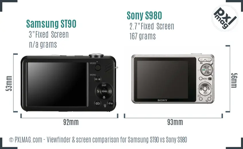 Samsung ST90 vs Sony S980 Screen and Viewfinder comparison Samsung ST90 vs Sony S980 Screen and Viewfinder comparison