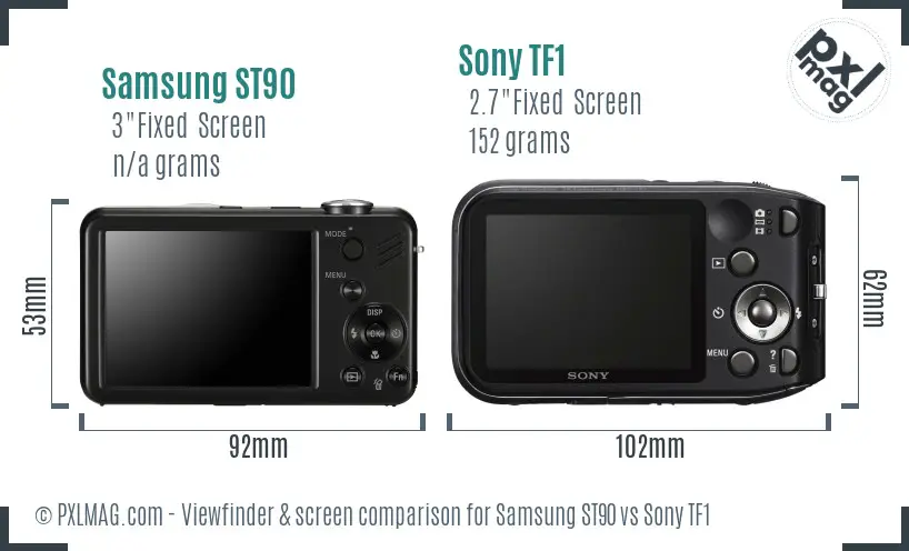 Samsung ST90 vs Sony TF1 Screen and Viewfinder comparison