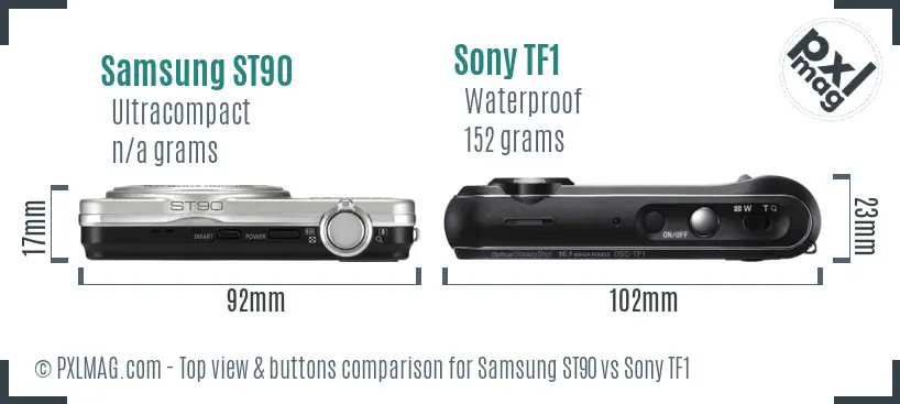 Samsung ST90 vs Sony TF1 top view buttons comparison