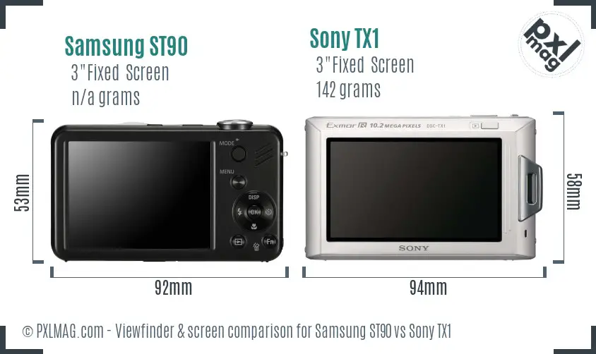 Samsung ST90 vs Sony TX1 Screen and Viewfinder comparison