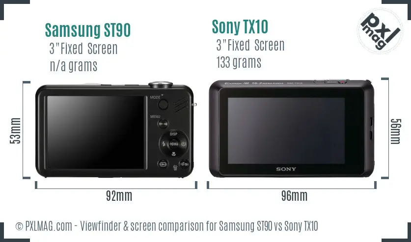 Samsung ST90 vs Sony TX10 Screen and Viewfinder comparison