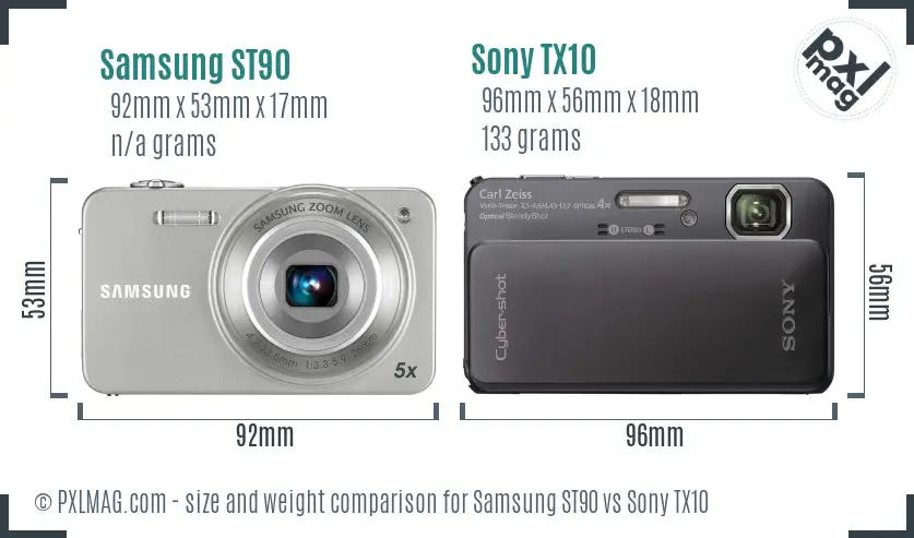 Samsung ST90 vs Sony TX10 size comparison Samsung ST90 vs Sony TX10 size comparison