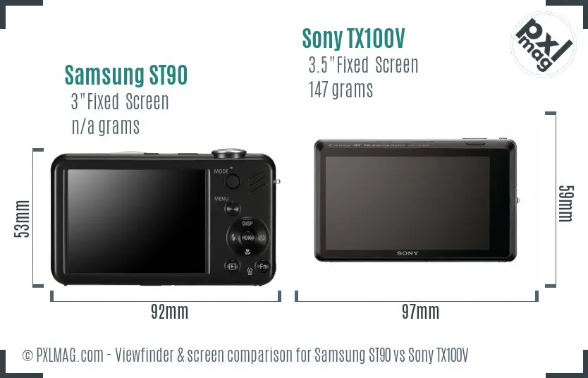 Samsung ST90 vs Sony TX100V Screen and Viewfinder comparison